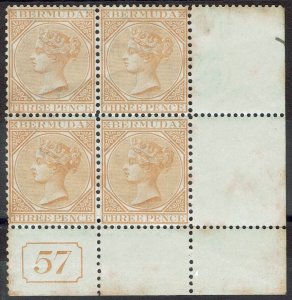 BERMUDA 1865 QV 3D PLATE 57 MNH ** BLOCK PERF 14 X 12½ 