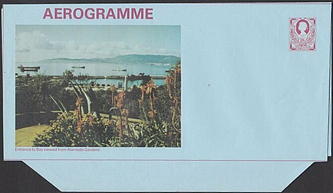 GIBRALTAR 18p Alameda Gardens pictorial aerogramme fine unused..............J927