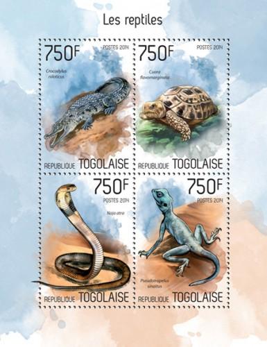 TOGO 2014 SHEET REPTILES TURTLES LIZARDS CROCODILES COBRAS SNAKES tg14217a