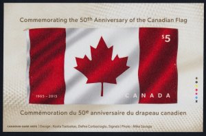 Canada 2015 - 50th Anniversary of the Canadian Flag, MNH   S/Sheet   # 2835