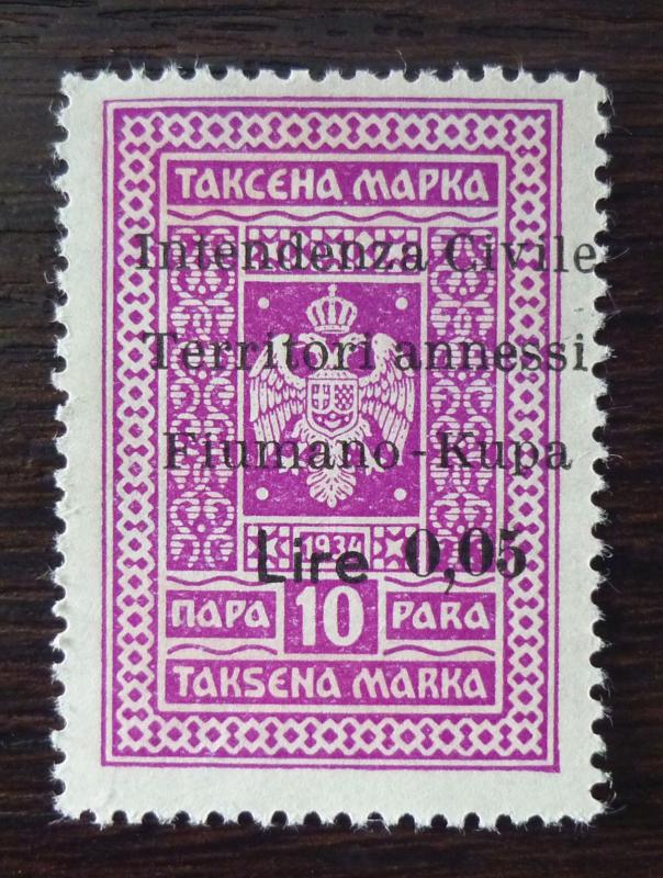 FIUME-WWII-FIUMANO KUPA-ITALY OCCUPATION OF YUGOSLAVIA-REVENUE STAMP R! M92