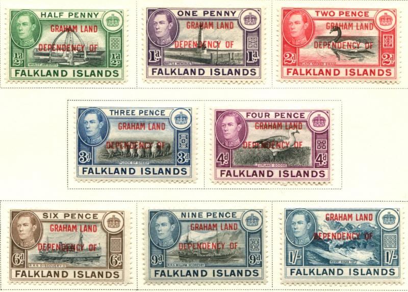 Falkland Islands SC# 2L1-8 o/p Graham Land Dependency set MH