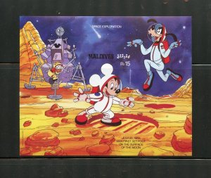 DISNEY MALDIVES SPACE EXPLORATION  IMPERFORATE SOUVENIR SHEET MINT NH