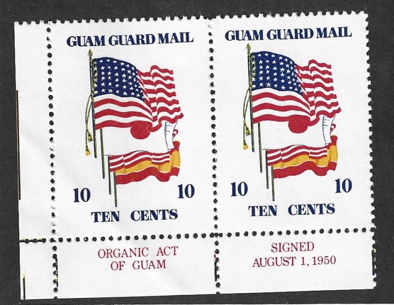 GUAM Guard Mail  Mint NH Local Post 1977 Historic Flags Organic Act Pair