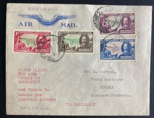 1935 Umtali S Rhodesia First Flight Airmail Cover To Lusaka Norther Rhodesia