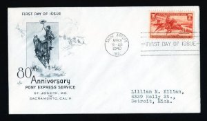 # 894 First Day Cover addressed with Artcraft cachet Saint Joseph, MO - 4-3-1940