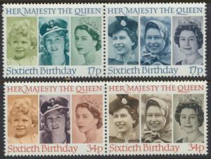 GB SG 1316a - 1318a  SC# 1138a-1140a Mint Never Hinged - 60th Birthday QE II