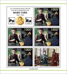 TOGO 2024 145th MEMORIAL ANNIVERSARY OF MARIE CURIE SHEET & S/S  MINT NH