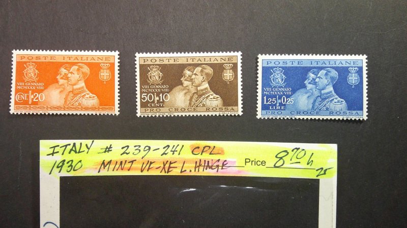 Italy 1930 Scott# 239-241 Mint VF-XF Light Hinge complete set of 3