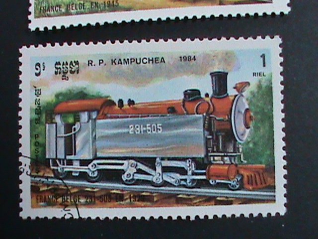 CAMBODIA STAMP 1984 WORLD CLASSIC TRAINS CTO-MNH SET  CTO Mint Not hing