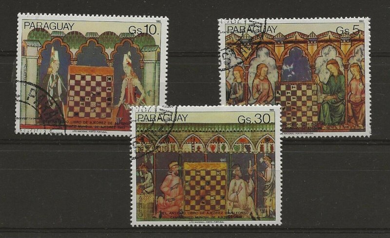 Thematic Stamps Art - PARAGUAY 1983 CHESS PAINTINGS 3v used