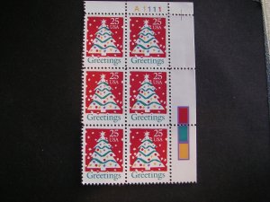 Scott 2515, 25c Christmas Tree Contemporary, PB6 #A1111 UR top, MNH Beauty