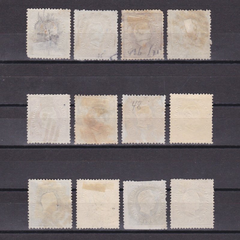 PORTUGAL 1874, Sc# 34-51, CV $373, Used