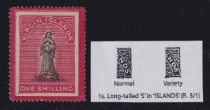 Virgin Islands, SG 19a, MHR (normal brownish OG) Long Tailed S variety