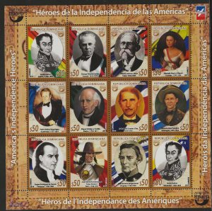 Dominican Republic 2014, Scott 1561-1562, Flags & Heroes of America Sheets of 12