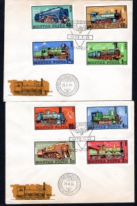 Hungary 1972 #2123-2130 Imperf. Trains, Railroad 2 First Day Covers