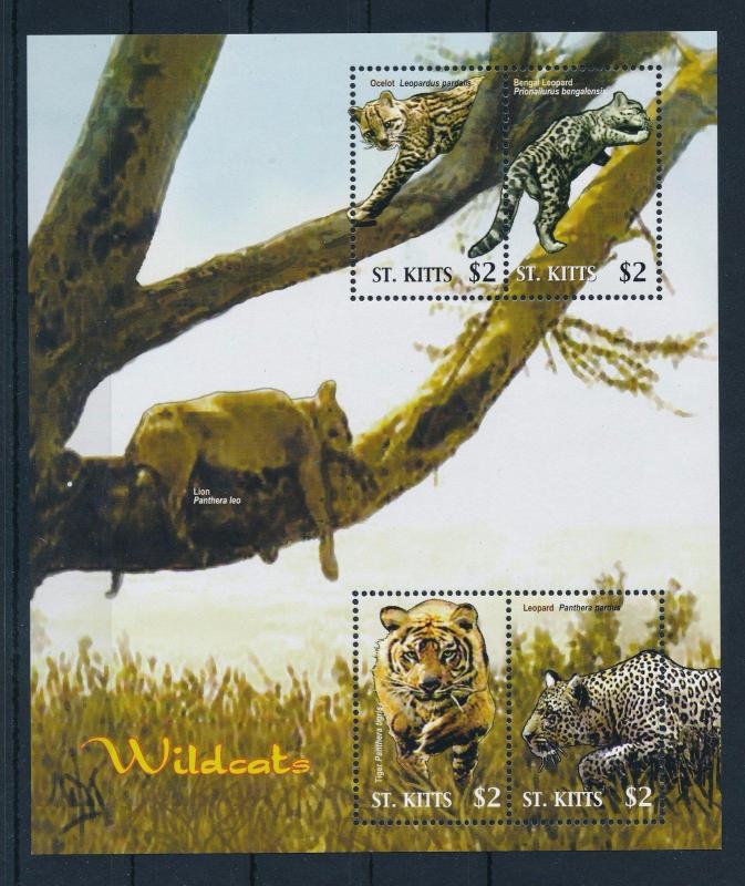 [36442] St. Kitts 2005 Wild Animals Ocelot Leopard Tiger MNH Sheet