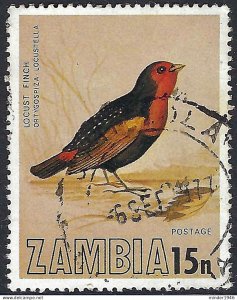 ZAMBIA 1977 QEII 15n Multicoloured, Birds-Locust Finch SG265 FU