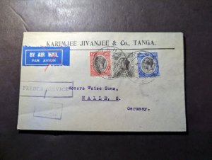 1933 British KUT Airmail Cover Tanga to Halle Saale Germany Weise and Sons