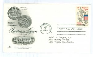 US 1369 1969 American Legion, typed address, corner crease - FDC