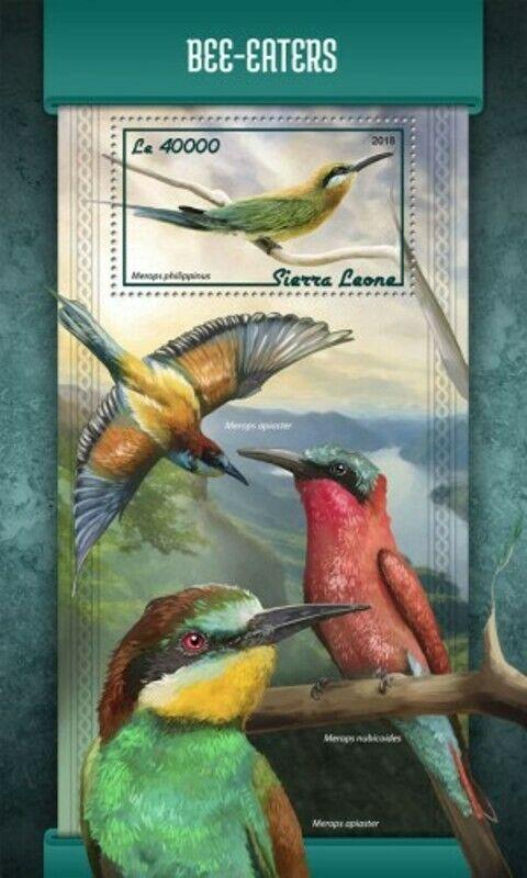 Sierra Leone - 2018 Bee-eaters on Stamps - Souvenir Sheet - SRL18113b