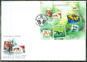 TOGO  2013 WORLD WILDLIFE FUND THE WORLD IN STAMPS  SOUVENIR SHEET FDC