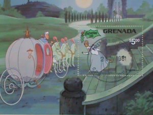 GRANADA STAMP -1981 DISNEY CARTOON-CINDERELLA CTO-MNH S/S SHEET VERY RARE.