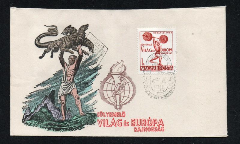 Hungary - 1962 Europa Weight lifting FDC/ Hand Painted/ Beautiful - Lot 0519143