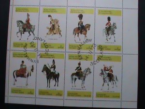 ​SCOTLAND-EYNHALLOW STAMP-1973-ROYAL WEDDING-SOLDIERS ON HORSES-CTO-SHEET VF