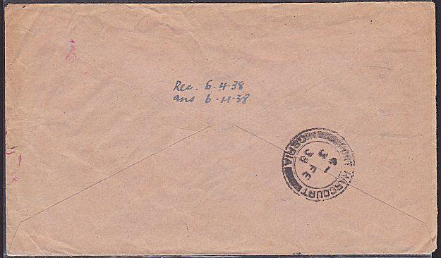 NIGERIA 1938 cover Port Harcourt to New Zealand - 'Inform sender' handstamp.1461