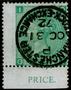 SG117, 1s green plate 6, FINE USED, CDS. Cat £45+. MARGINAL. OI