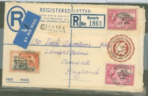 Ghana  1957 from Borada, 3/6d in stamps on reverse - inflation