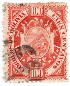 (I.B) Bolivia Postal : Coat of Arms 100c