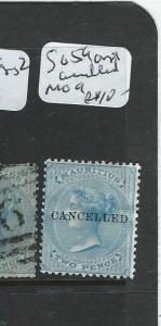 MAURITIUS   (PP2107B) QV  2D   SG 59  OVPT CANCELLED MOG