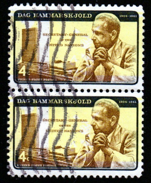 SC# 1204 - (4c) - Dag Hammarskjold, intentional misprint USED pair