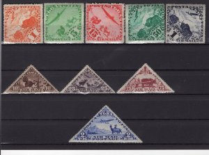 TANNU TUVA YR 1934,SC C1-9,MLH,AIR POST ISSUES,ANIMALS,8th ISSUE,LIGHT SHADE