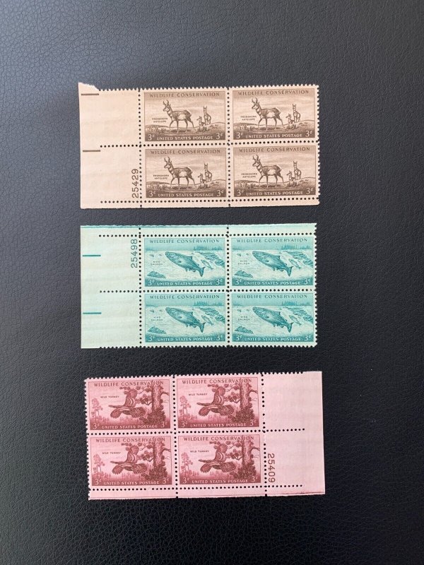 Scott #1077-79 3c Wildlife Conservation plate block of 4  MNH stock photo