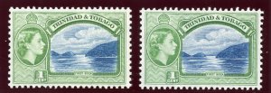 Trinidad & Tobago 1953 QEII 1c in both listed shades superb MNH. SG 267, 267a