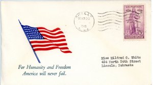 1945 US World War II Patriotic Cover For Humanity and Freedom America will...