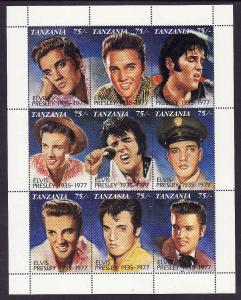 D1-Tanzania-Sc#808-unused NH sheet--Elvis Presley-Movies-Cin