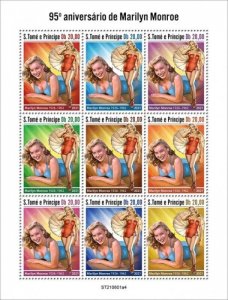 St Thomas - 2021 Actress Marilyn Monroe Anniv. - 9 Stamp Sheet - ST210601a4