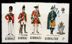 GIBRALTAR QEII SG248-251, 1970 military uniforms set, NH MINT.