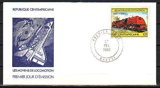 Central Africa, Scott cat. 511 only. Locomotive value. First Day Cover. ^