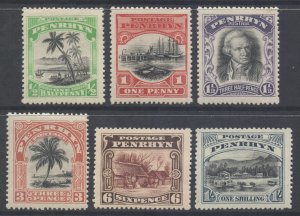 Penrhyn Island (Cook Islands) Scott 25/30 - SG32/37, 1920 Pictorial Set MH*