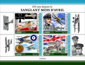 Central Africa - 2022 World War I Bloody April - 4 Stamp Sheet - CA220230a