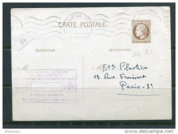 France 1946 Postal Stationary card Paris