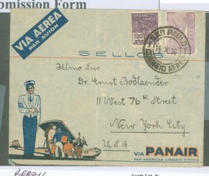 Brazil  1936 A/M cover to USA. Pan-Am Cachet.