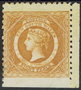 NEW SOUTH WALES 1882 QV DIADEM 8D SHEET WMK ONLY NO GUM