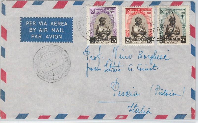 62384  -  SOMALIA - POSTAL HISTORY:  AIRMAIL COVER to ITALY  1953