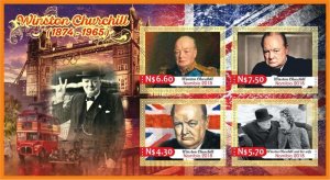 Stamps. Famous people.  Winston Churchill 2018 1+1 sheets perforated